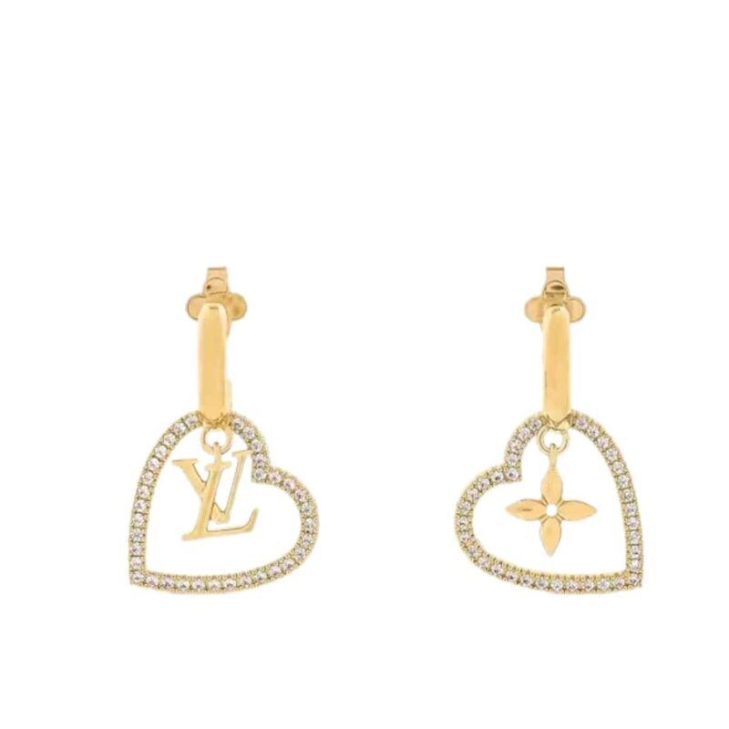 LOUIS VUITTON HEART EARRINGS WHITE M02308