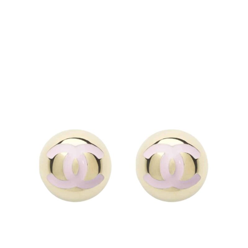CHANEL STUD EARRINGS GOLD PINK ABE810 B19198 NACVE