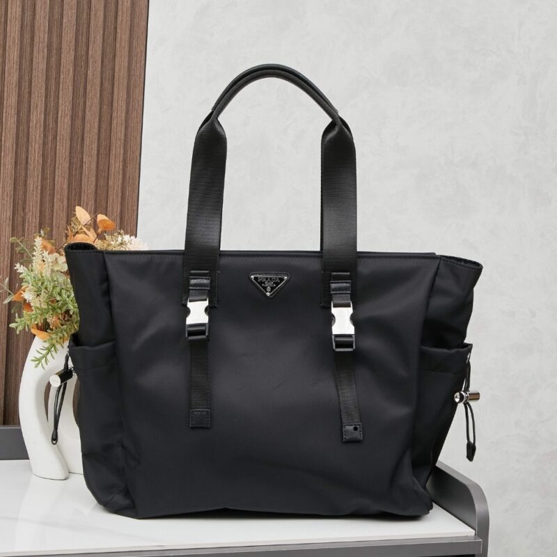Alternative view of PRADA RE NYLON AND SAFFIANO TOTE BLACK 39CM VG042 2DMG F0002 V MON