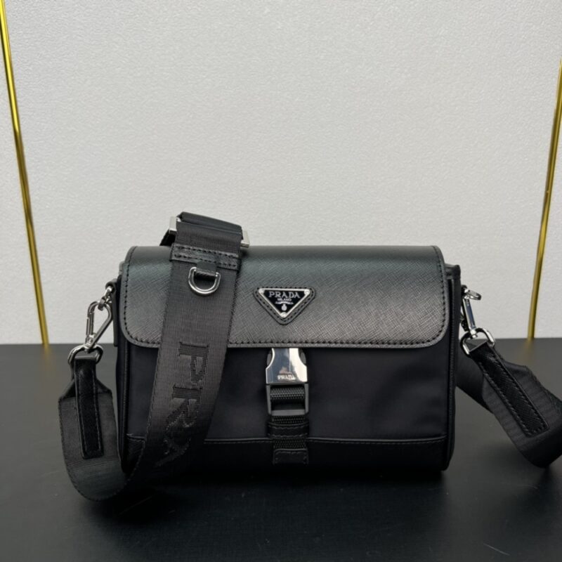 Alternative view of PRADA RE NYLON AND SAFFIANO SHOULDER BAG BLACK 20CM 2VD053 2DMH F0002 V OOO