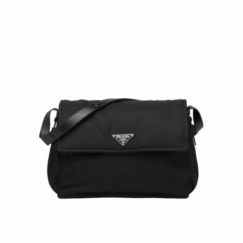 PRADA RE NYLON LARGE PADDED SHOULDER BAG BLACK 30CM 1BD256 RDLN F0002 V OOO