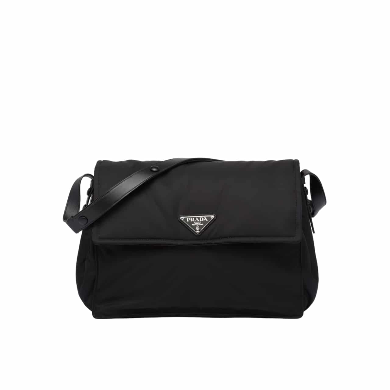 PRADA RE NYLON LARGE PADDED SHOULDER BAG BLACK 30CM 1BD256 RDLN F0002 V OOO