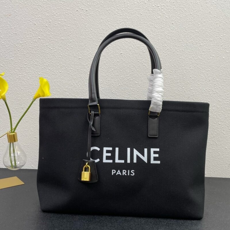 Alternative view of CELINE HORIZONTAL CABAS TOTE CANVAS BLACK 33CM