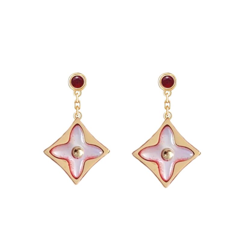 LOUIS VUITTON COLOR BLOSSOM BB STAR EARRINGS RED GOLD