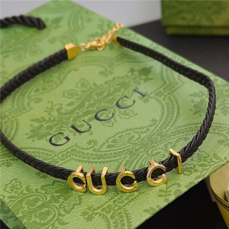 Alternative view of GUCCI LEATHER GUCCI NECKLACE BLACK ‎684630 IAAA1 8029