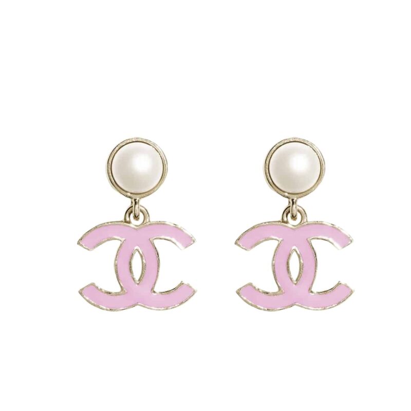 CHANEL PENDANT EARRINGS PEARLY WHITE AND PINK ABF397 B19975 NAFTT