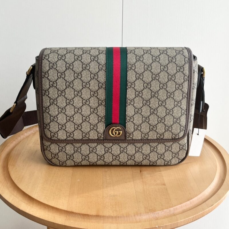 Alternative view of GUCCI OPHIDIA MEDIUM MESSENGER BAG BEIGE AND EBONY 28CM 761741 FACJQ 9741