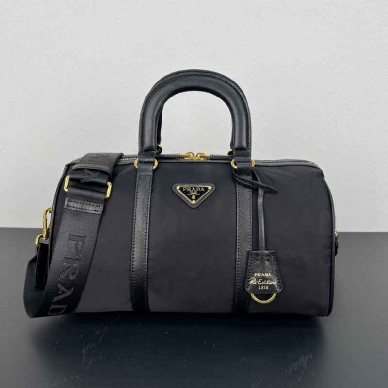 Alternative view of PRADA RE EDITION 1978 RE NYLON X SAFFIANO MEDIUM TOP HANDLE BAG BLACK 31CM 1BB233 R064 F0002 V ZOM