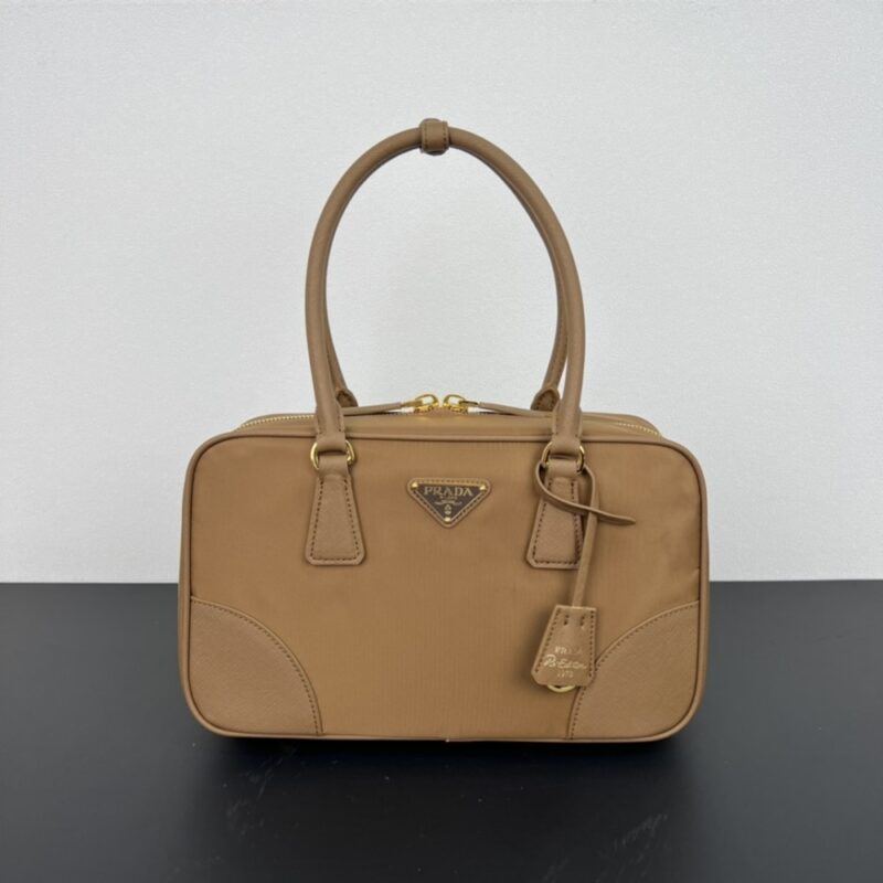 Alternative view of PRADA RE EDITION 1978 MEDIUM RE NYLON AND SAFFIANO TWO HANDLE BAG CORK BEIGE 30CM 1BB115 R064 F0594 V OOO