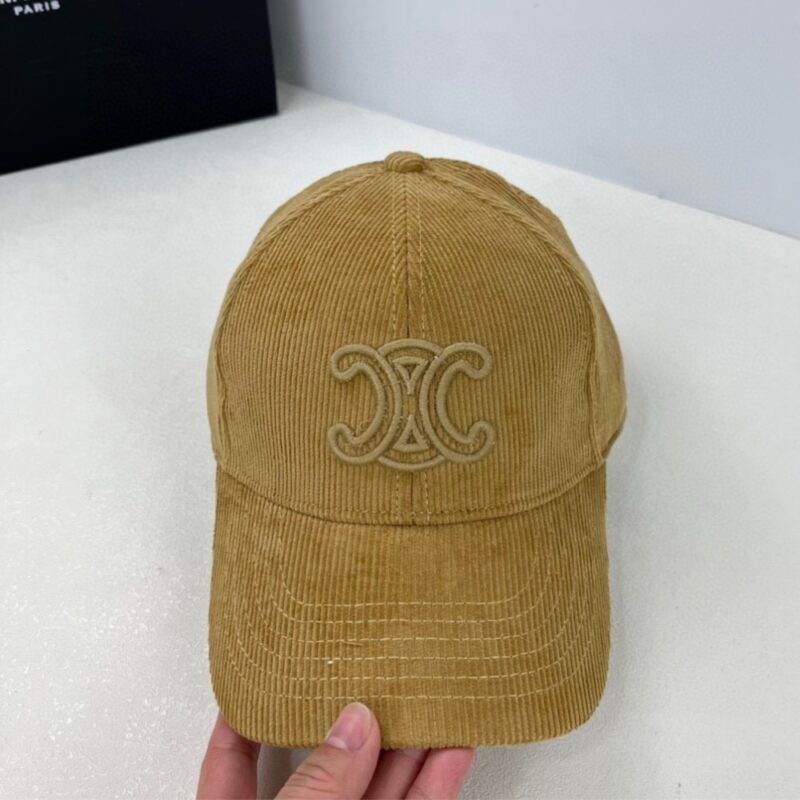 Alternative view of CELINE TRIOMPHE BASEBALL CAP IN CORDUROY CARAMEL