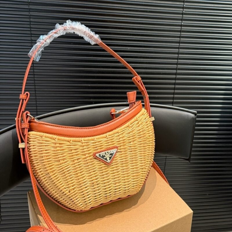 Alternative view of PRADA WICKER AND LEATHER ARQUÉ BAG TAN 22CM 1BC202 2CYF F0018 V OOO