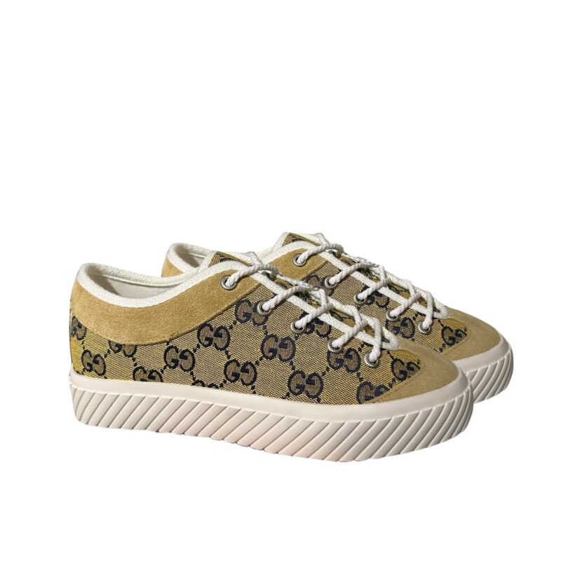 GUCCI GG SNEAKER BEIGE EBONY 738992 FABQA 9796