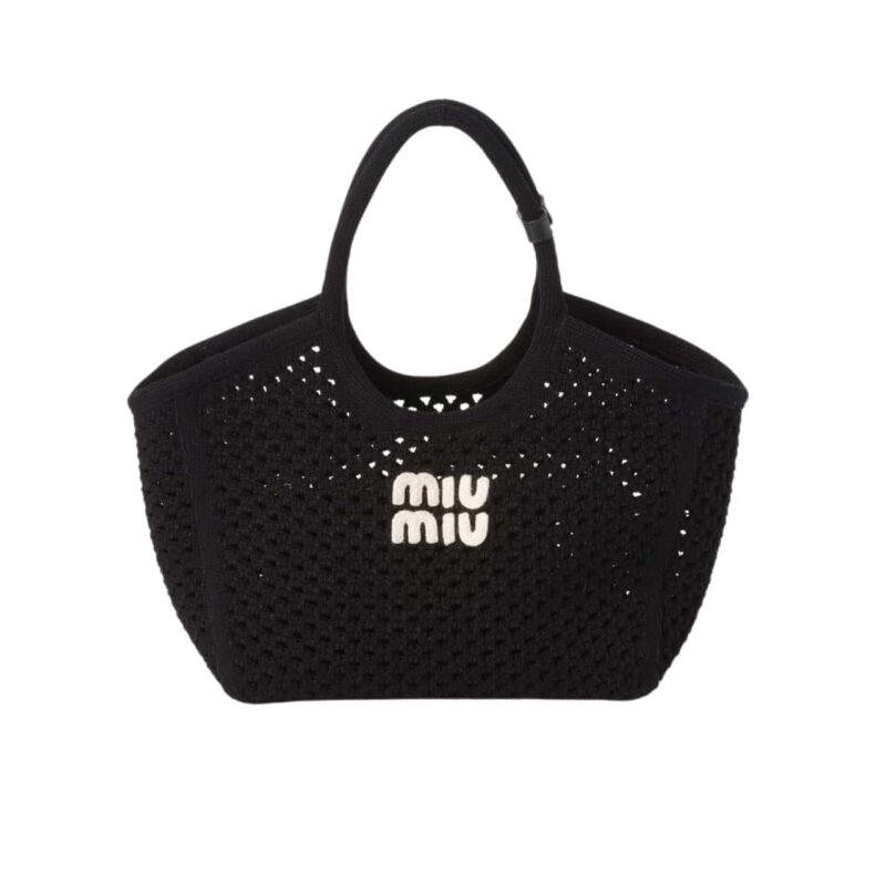 MIUMIU IVY MESH BAG IN BLACK 27CM 5BG281 2F8E F0N12 V OOO