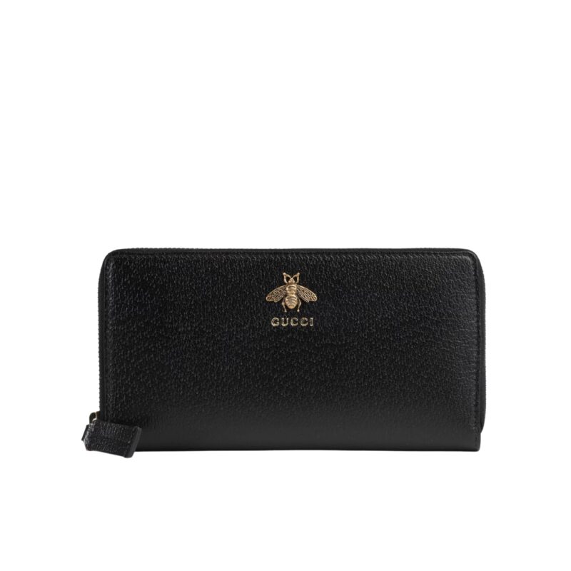 GUCCI ANIMALIER LEATHER ZIP AROUND WALLET 19CM 523667 DJ20T 1000