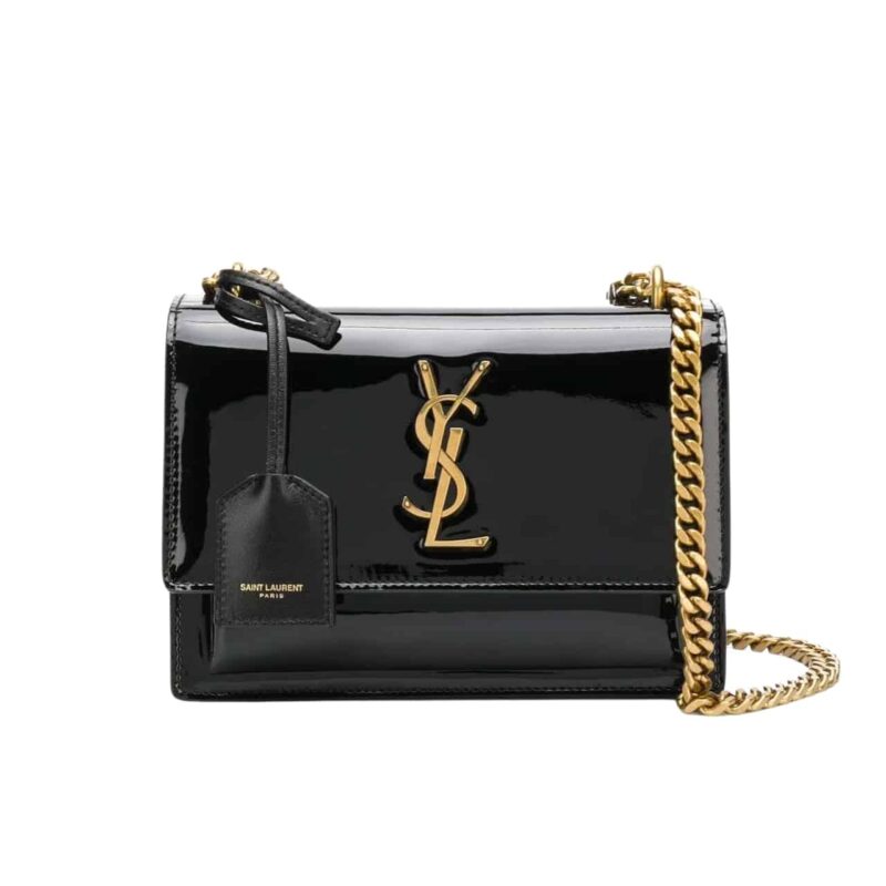 SAINT LAURENT SMALL SUNSET CHAIN BAG BLACK 23CM 533026D422W1000
