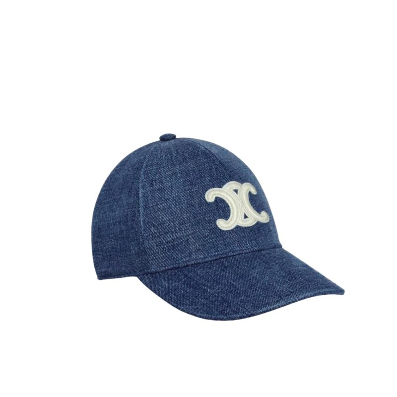 CELINE TRIOMPHE BASEBALL CAP WASH DARK DENIM BLUE