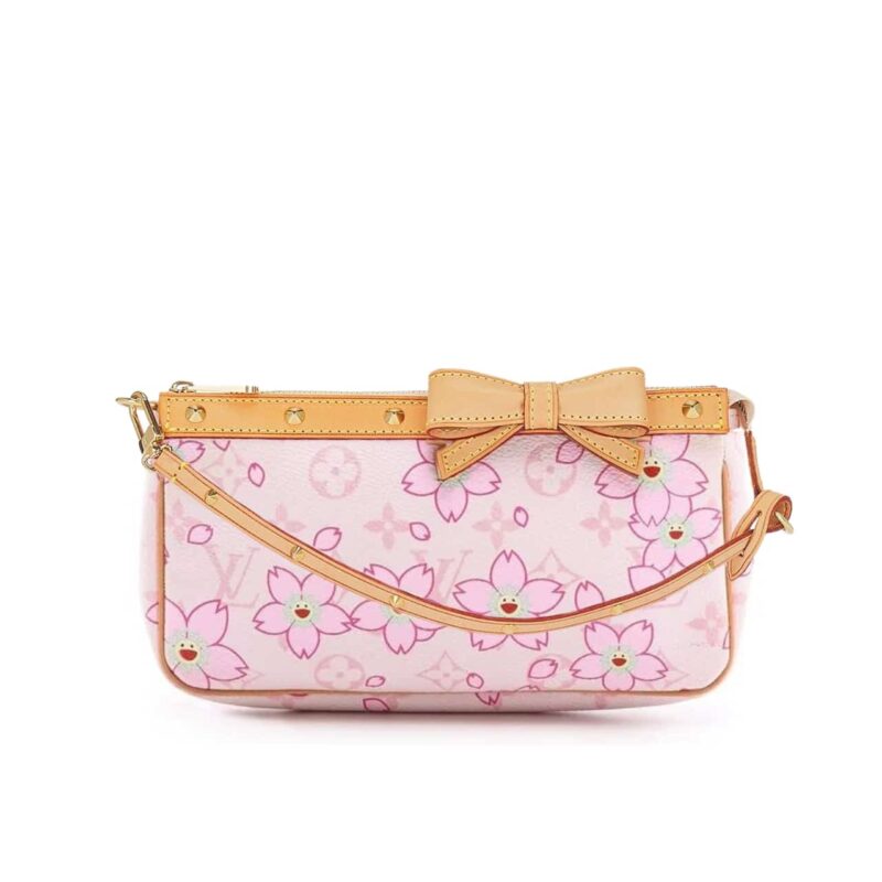 LOUIS VUITTON X TAKASHI MURAKAMI CHERRY BLOSSOM POCHETTE ACCESSOIRES BAG PINK 20CM
