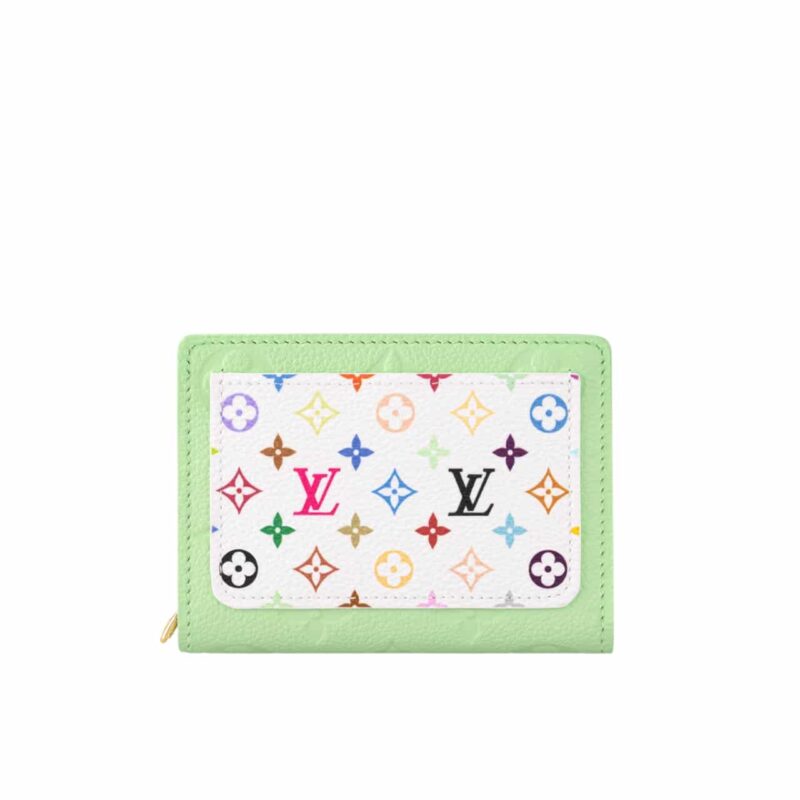 LOUIS VUITTON X MURAKAMI PORTEFEUILLE CLAIRE GREEN TEA 11CM M13619