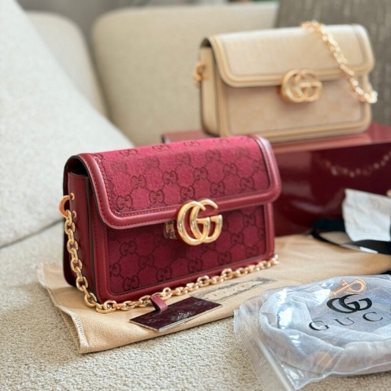 Alternative view of GUCCI GO SMALL SHOULDER BAG ROSSO ANCORA RED 21CM ‎826761 FAEKL 6207