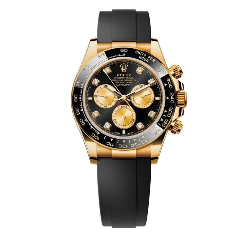 ROLEX COSMOGRAPH DAYTONA BRIGHT BLACK AND GOLDEN WITH DIAMONDS 40MM 126518LN