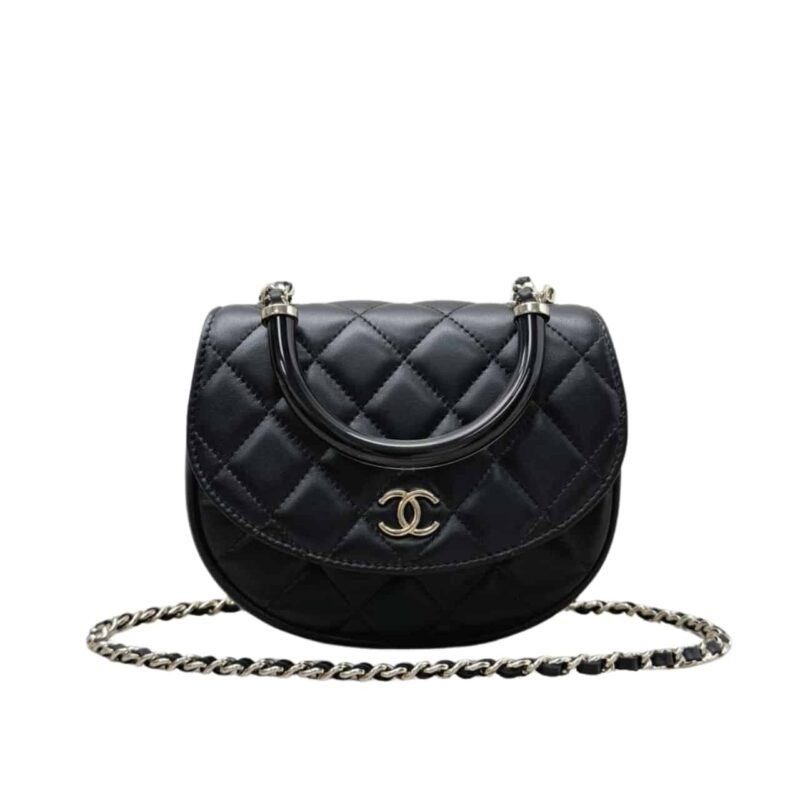 CHANEL 25C CLASSIC CLUTCH WITH CHAIN BLACK 16CM