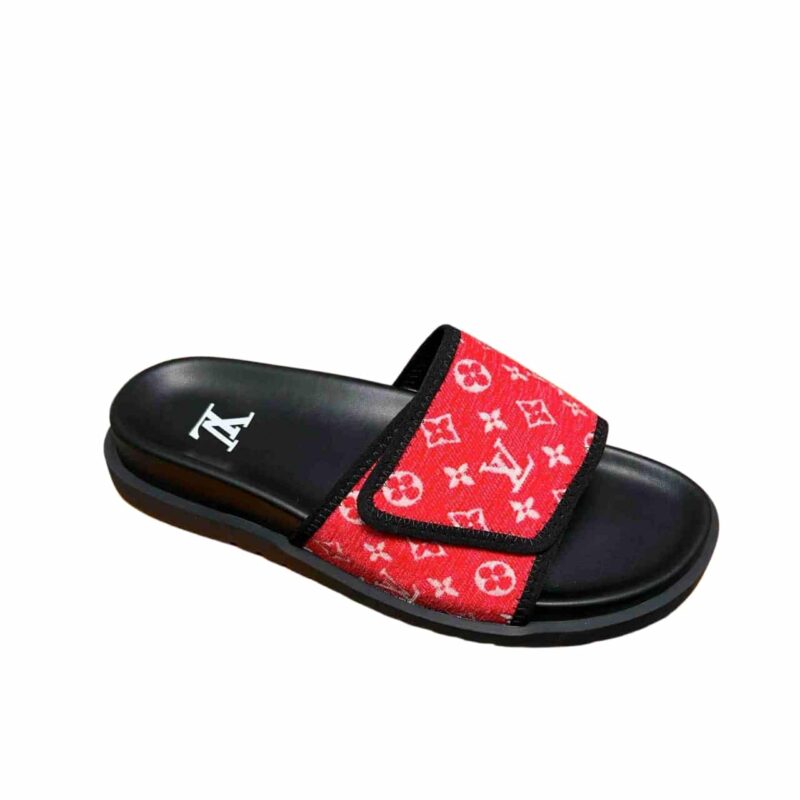 LOUIS VUITTON VELCRO SLIDES MONOGRAM RED