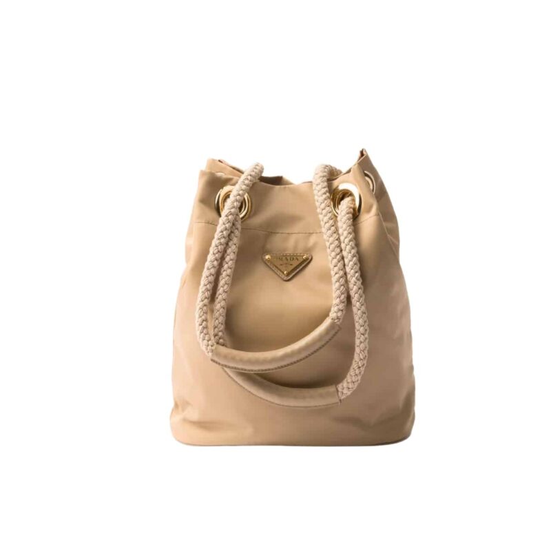 PRADA MARINER RE NYLON SMALL BUCKET BAG CAMEL BROWN 22CM 1BE082 2HG8 F0040 V OOO