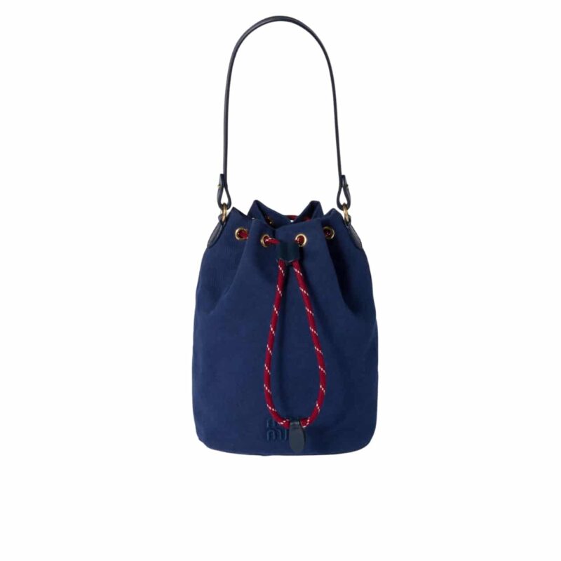 MIUMIU GABARDINE POUCH INDIGO AND AMARANTH 21CM 5NR038 2IA7 F04GM