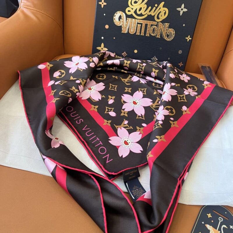 Alternative view of LOUIS VUITTON X TAKASHI MURAKAMI MONOGRAM CHERRY BLOSSOM SQUARE SAKURA BROWN 90CM M96102