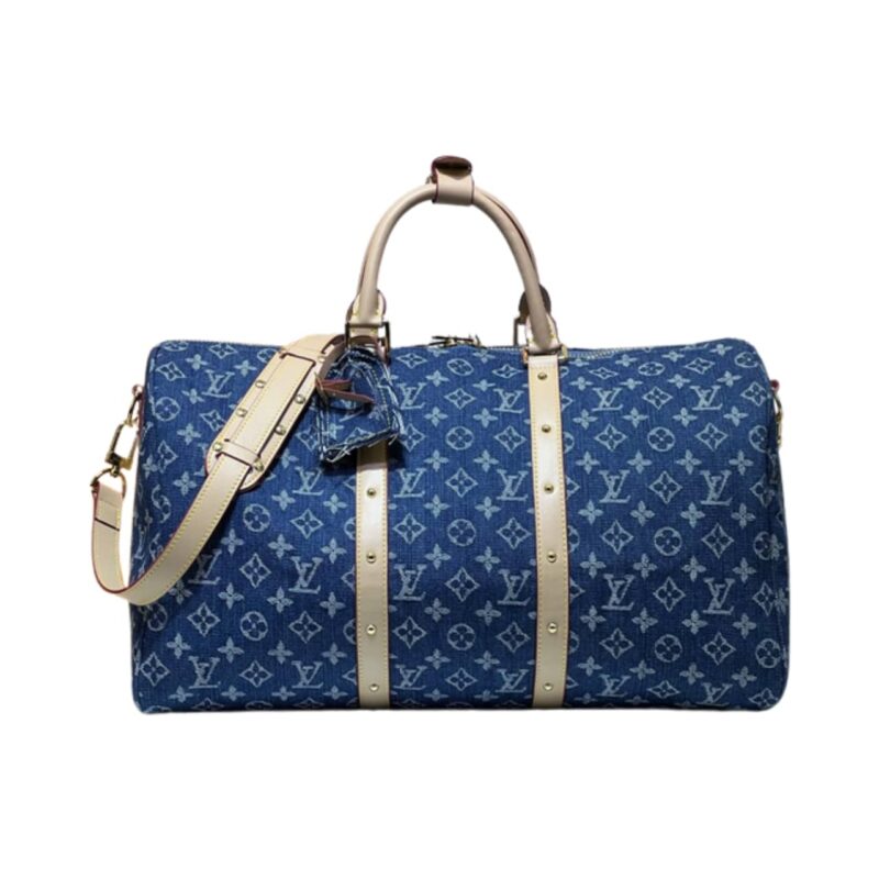 LOUIS VUITTON KEEPALL BANDOULIERE 45 DENIM BLUE 45CM