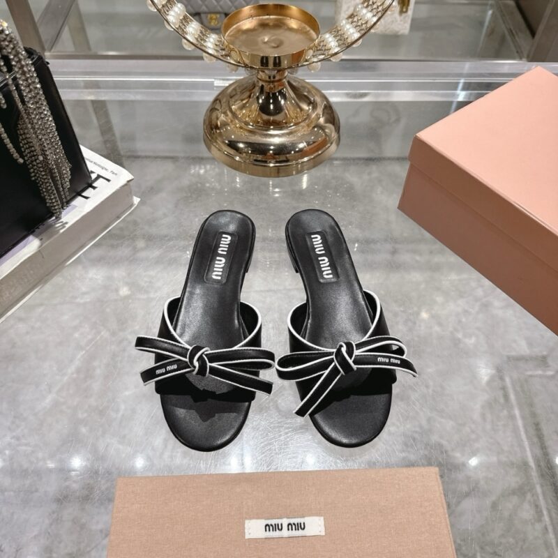 Alternative view of MIUMIU MORDORÉ NAPPA LEATHER SANDALS WITH BOW BLACK