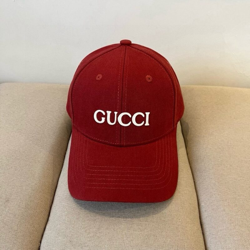 Alternative view of GUCCI EMBROIDERED COTTON BASEBALL CAP RED