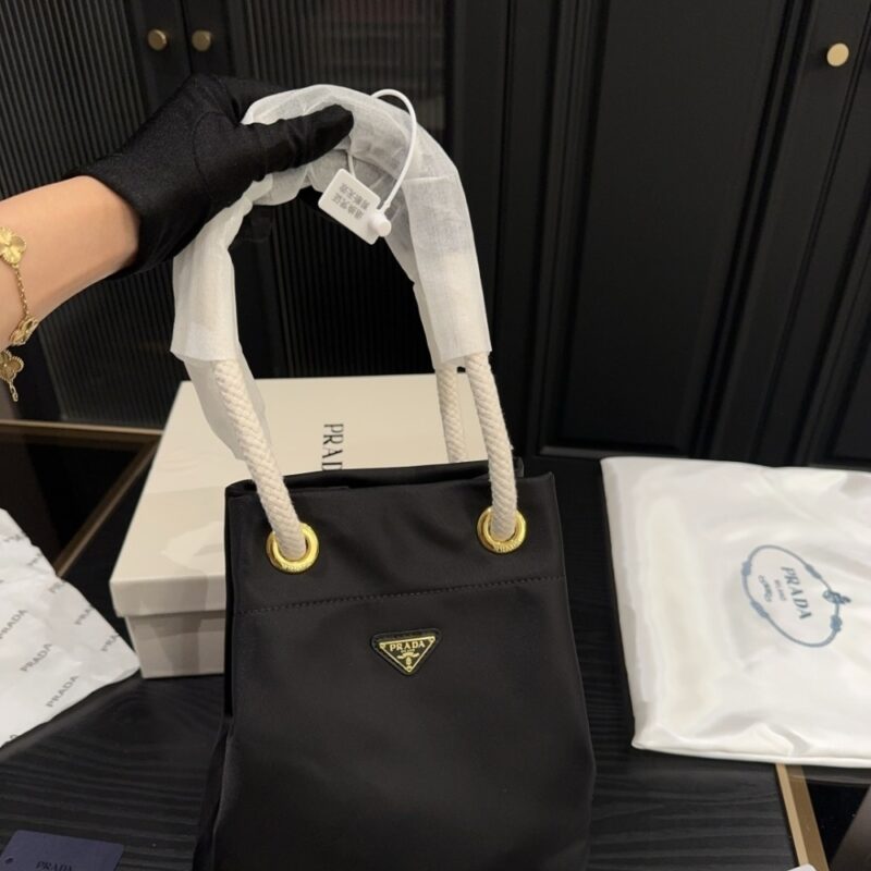 Alternative view of PRADA MARINER RE NYLON SMALL BUCKET BAG BLACK 22CM 1BE082 2HG8 F0002 V OOO