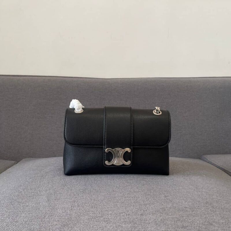 Alternative view of CELINE MEDIUM VICTOIRE BAG IN SUPPLE GRAINED BLACK 25CM 115853FDU 38SI
