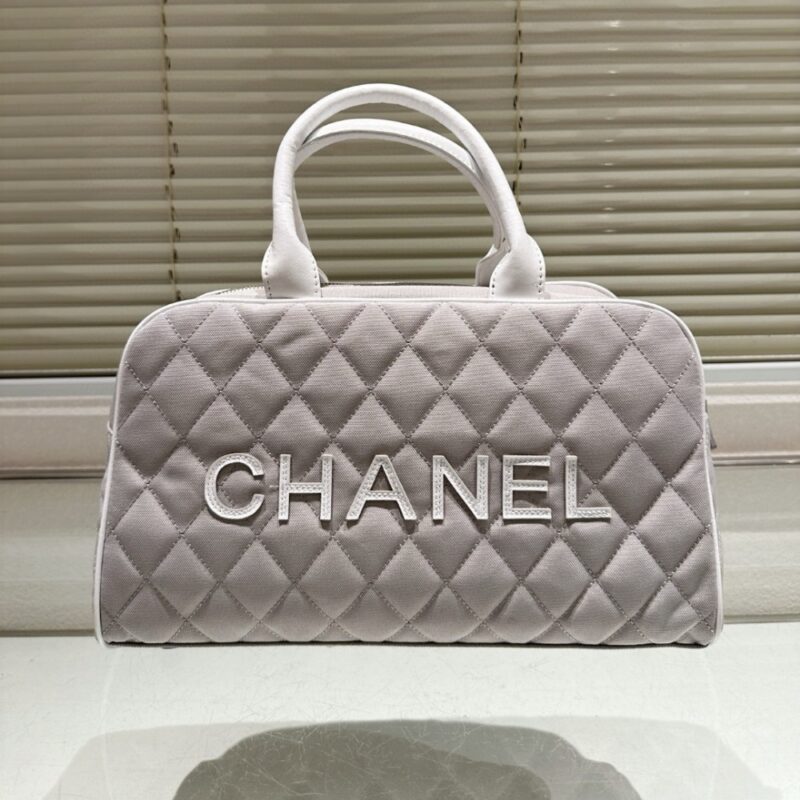 Alternative view of CHANEL BOWLING BAG QUILTED CANVAS  BLACK 35CM