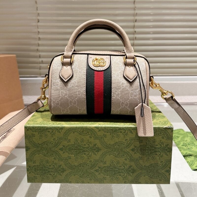 Alternative view of GUCCI OPHIDIA MINI BOSTON BAG BEIGE AND OATMEAL 17CM 781490 UULAG 9643