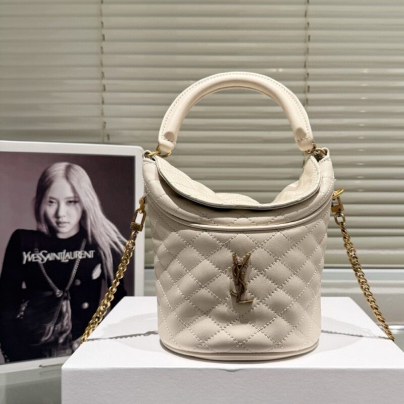 Alternative view of SAINT LAURENT GABY BUCKET BAG WHITE 17CM
