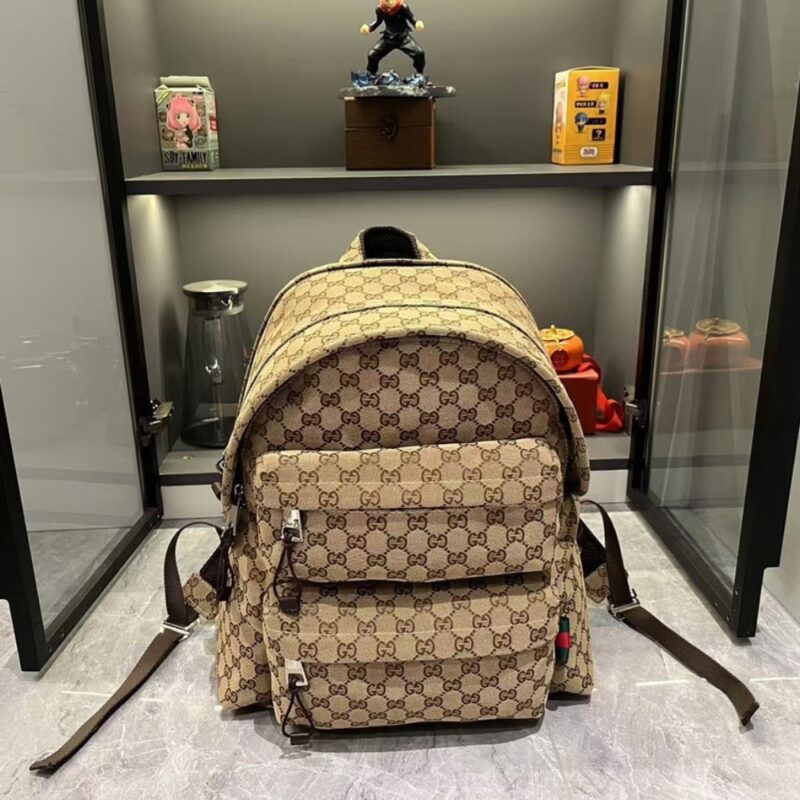 Alternative view of GUCCI GG CANVAS LARGE BACKPACK BEIGE AND DARK BROWN 40CM 800182 FADSC 9852