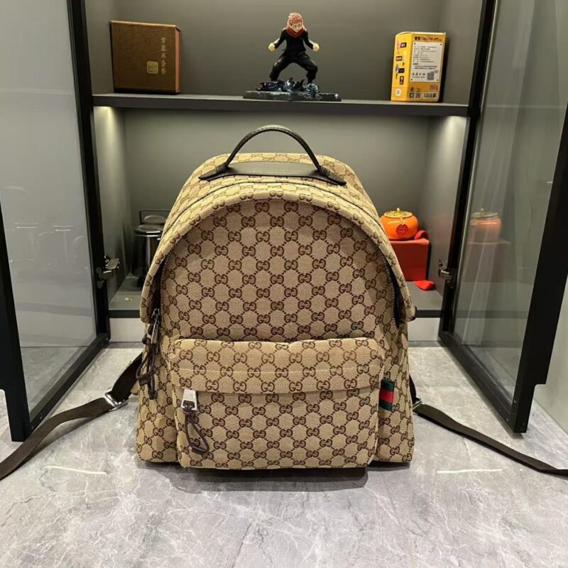 Alternative view of GUCCI GG CANVAS MEDIUM BACKPACK MEDIUM BACKPACK BEIGE AND DARK BROWN 36CM 824624 FAEHZ 9795