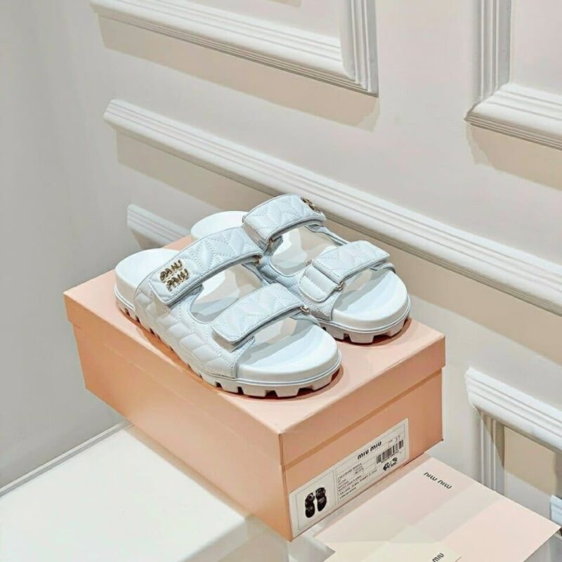 Alternative view of MIUMIU MATELASSE NAPPA LEATHER SLIDES WHITE 5XX640 88T F0009 F 010