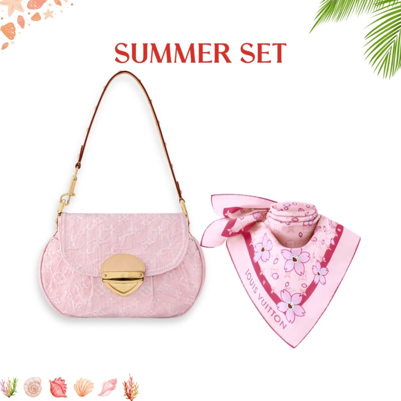 Summer Set: Louis Vuitton Sunset Washed Pink 27Cm And Map In Rose Clair 70Cm