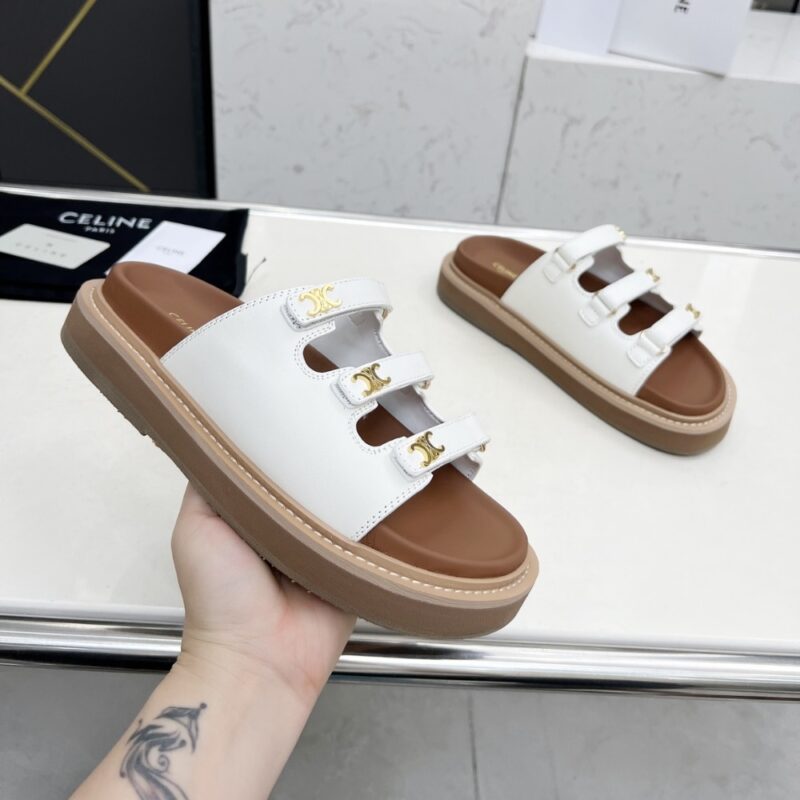 Alternative view of CELINE TIPPI SLIDE IN LEATHER WHITE 357283767C 01BC