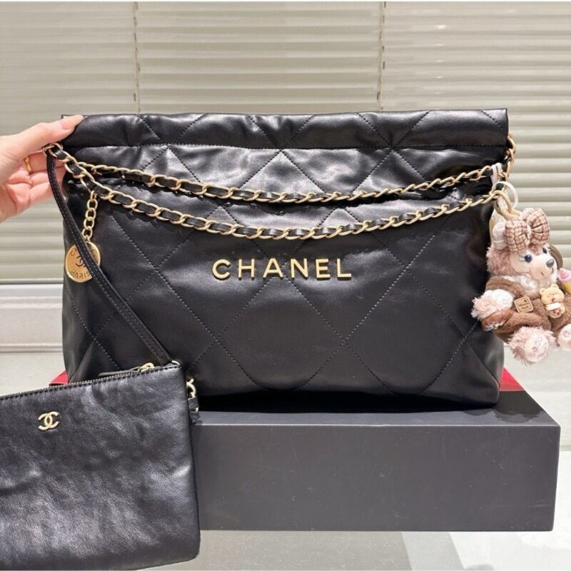 Alternative view of CHANEL 22 EAST WEST BAG LEATHER BLACK 39CM