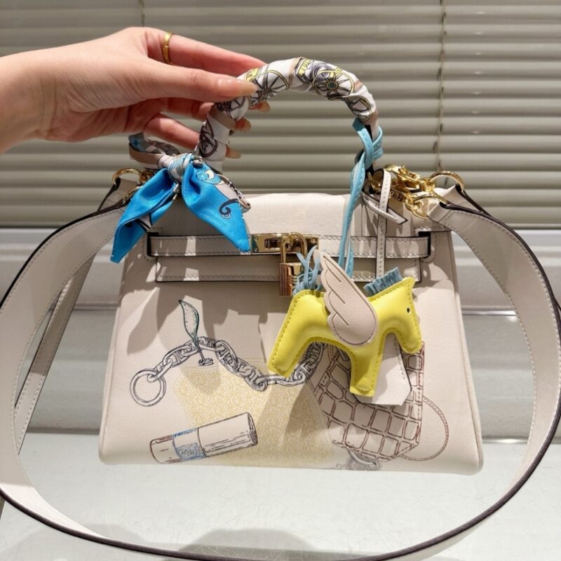 Alternative view of HERMÈS KELLY 25 RETOURNE IN AND OUT NATA SWIFT PALLADIUM HARDWARE 25CM