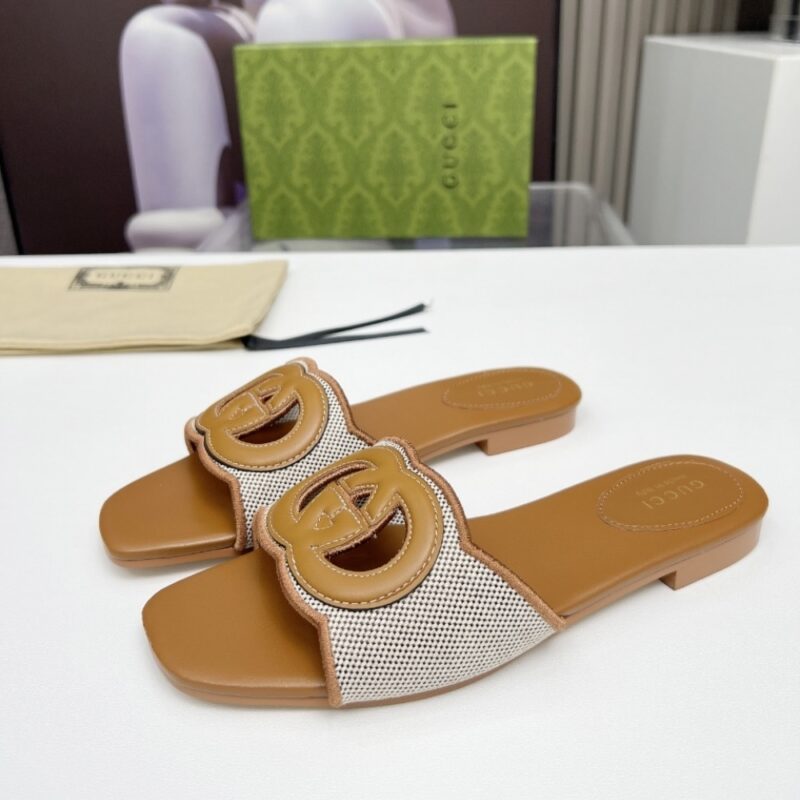 Alternative view of GUCCI WOMEN'S INTERLOCKING G SLIDE SANDAL BROWN 835723 FAEA0 9562