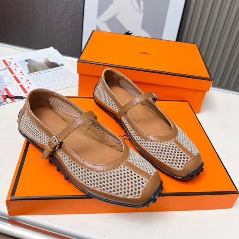 Alternative view of HERMES KICHU BALLET FLATS BEIGE LIN H251170Z 7K380