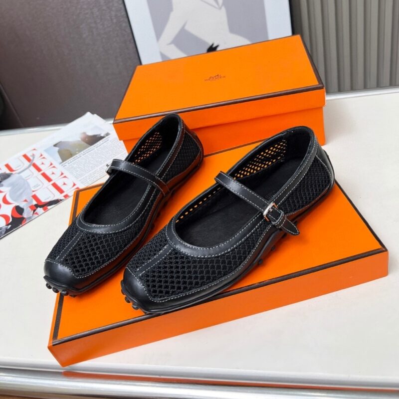 Alternative view of HERMES KICHU BALLET FLATS BLACK H251170Z 7K380