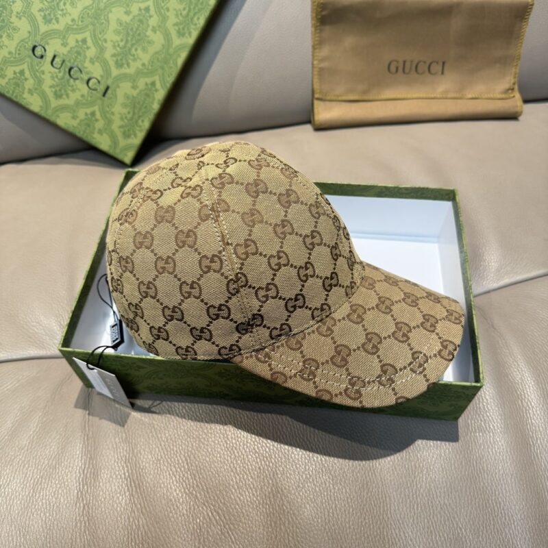 Alternative view of GUCCI GG CANVAS BASEBALL HAT CAMEL AND DARK BROWN 807834 4HBA8 9766