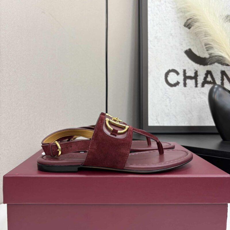 Alternative view of GUCCI WOMEN'S THONG SANDAL WITH HORSEBIT ROSSO ANCORA RED 834431 AAEXM 6207