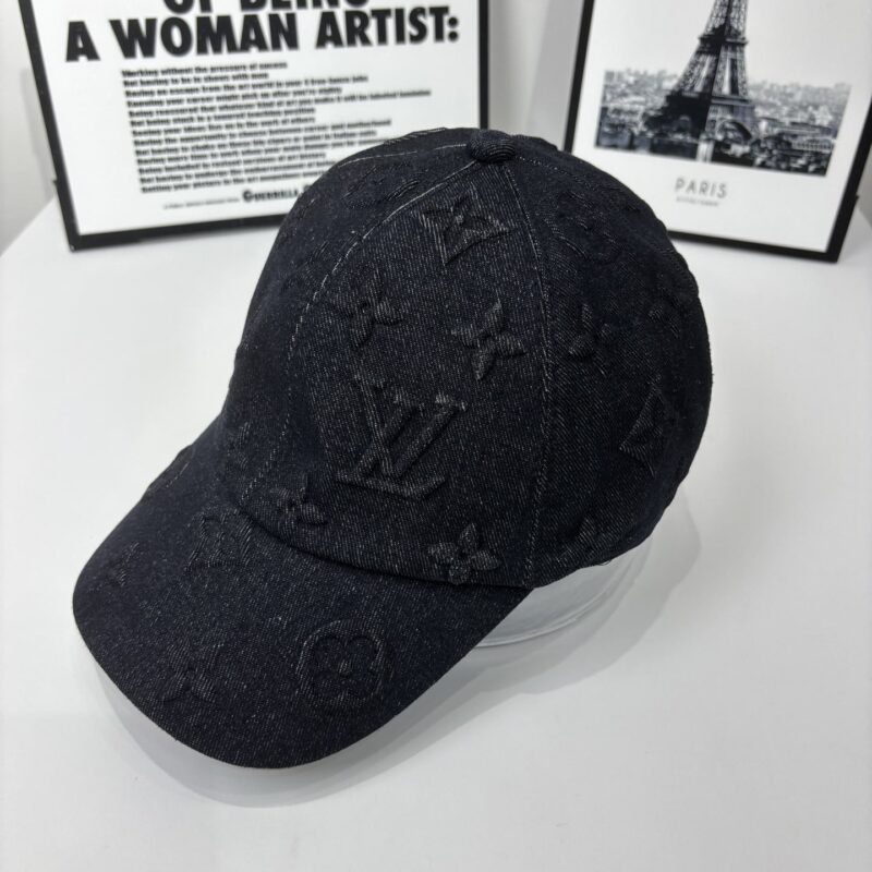 Alternative view of LOUIS VUITTON MONOGRAM DENIM BASEBALL CAP IN WASHED BLACK